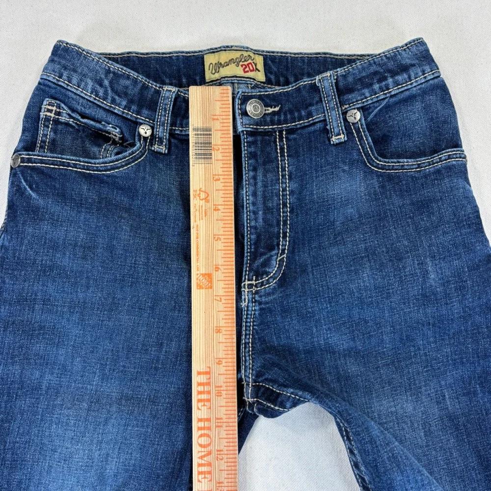 Wrangler 20X Boys Jeans 16 Regular Slim Bootcut Medium Wash Distressed Denim